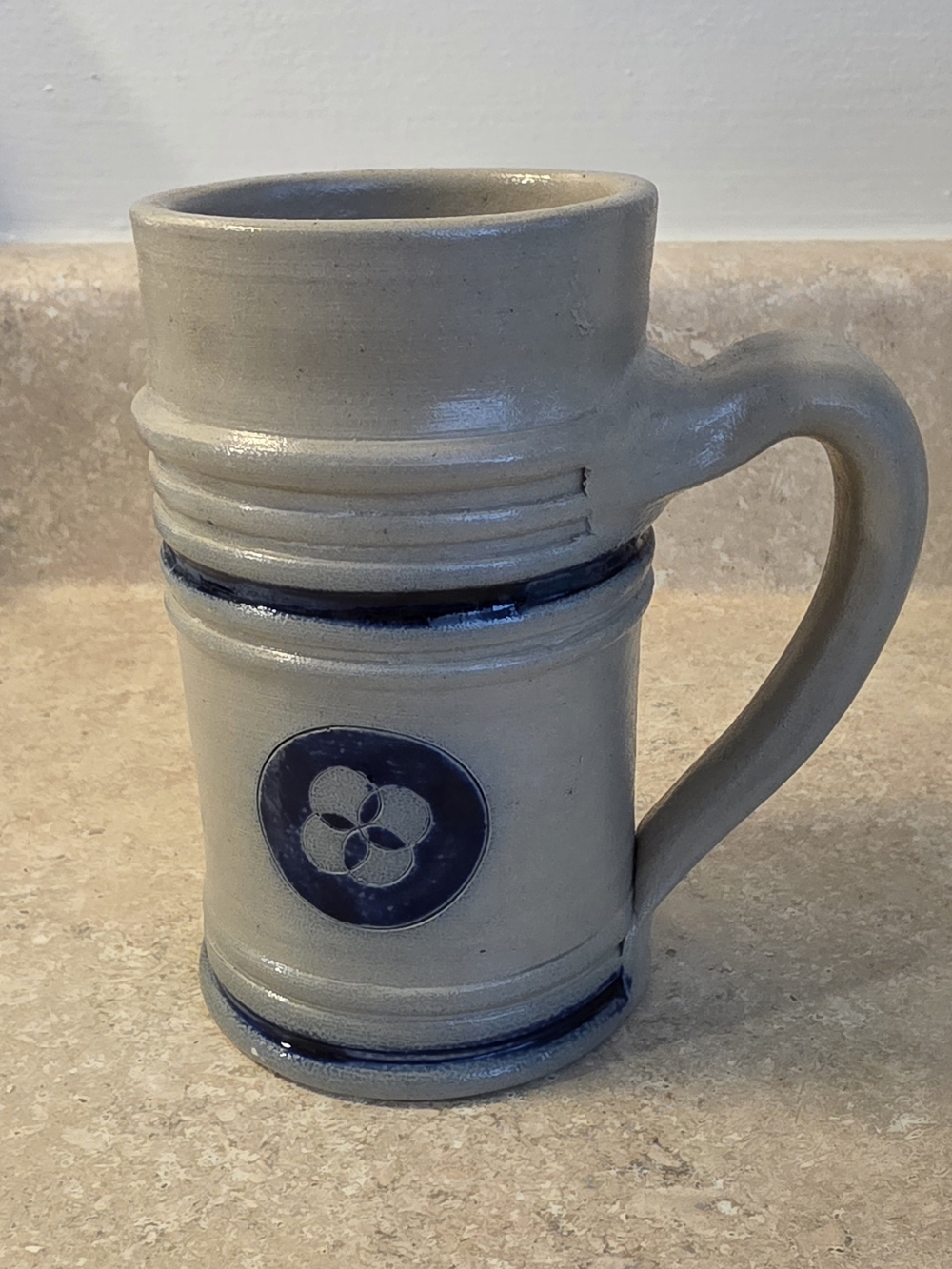 Vintage Williamsburg Pottery Salt Glazed Mug Stein Cobalt Blue